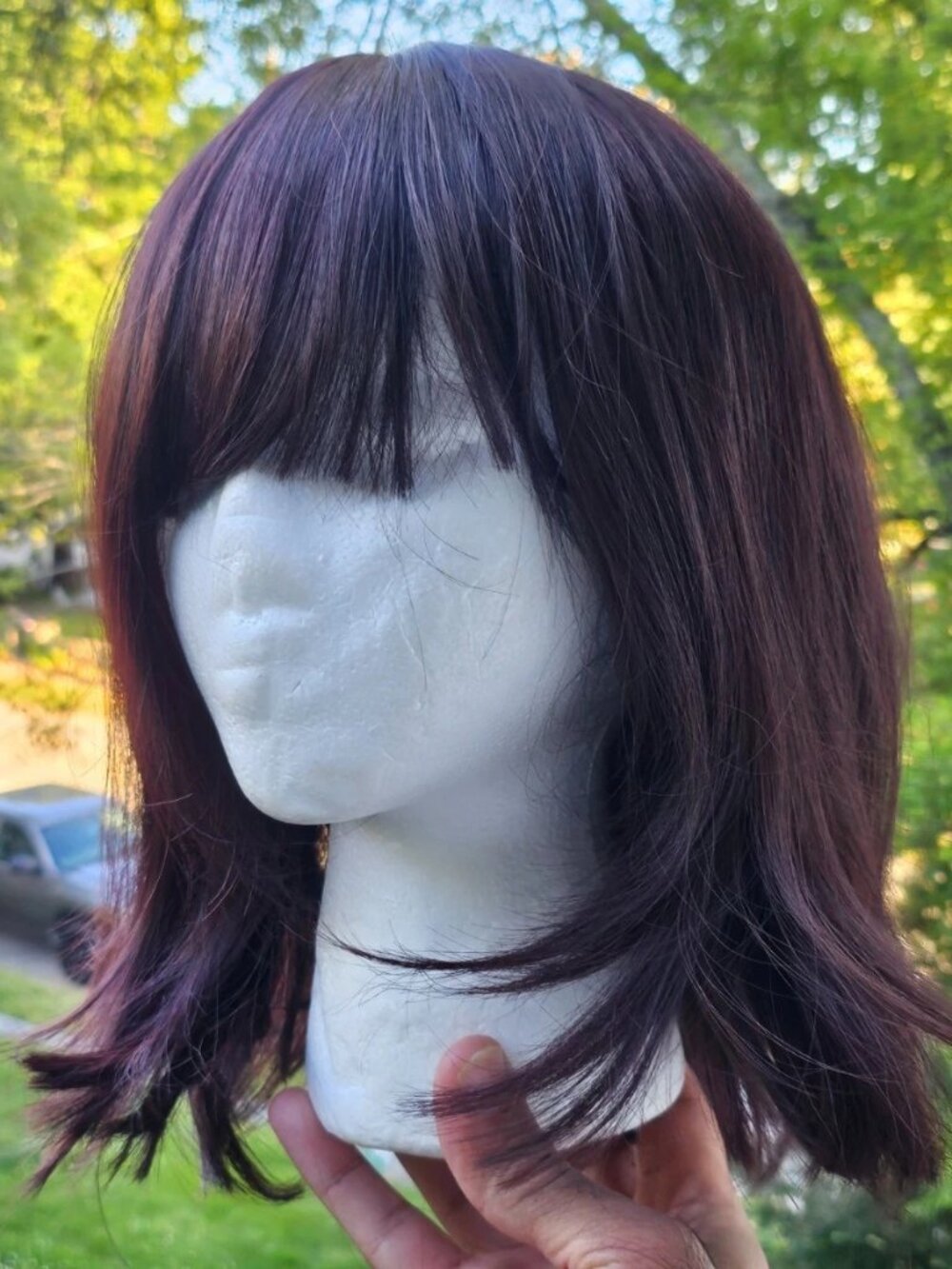 Women Wig Brown Short Bob Wig Heat-resistant Synthetic Fiber with Straight Bangs